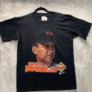 NUTMEG | LARGE UNISEX CAL RIPKEN JR. SHIRT BALTIMORE ORIOLES  | BLACK ORANGE VTG